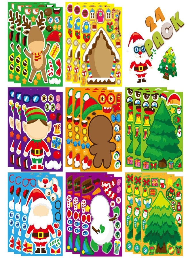 OTAITY Christmas Make-a-Face Stickers 24 PCS - DIY Party Games for Kids, Make Your Own Stickers, Xmas Party Favors and Gifts for Boys and Girls - Image 1